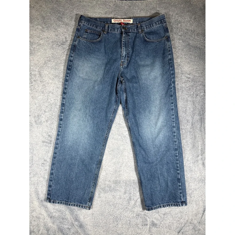 Chaps Denim Mens Straight Leg Blue Jeans Medium‎ Wash 100% Cotton 38x30 C20151